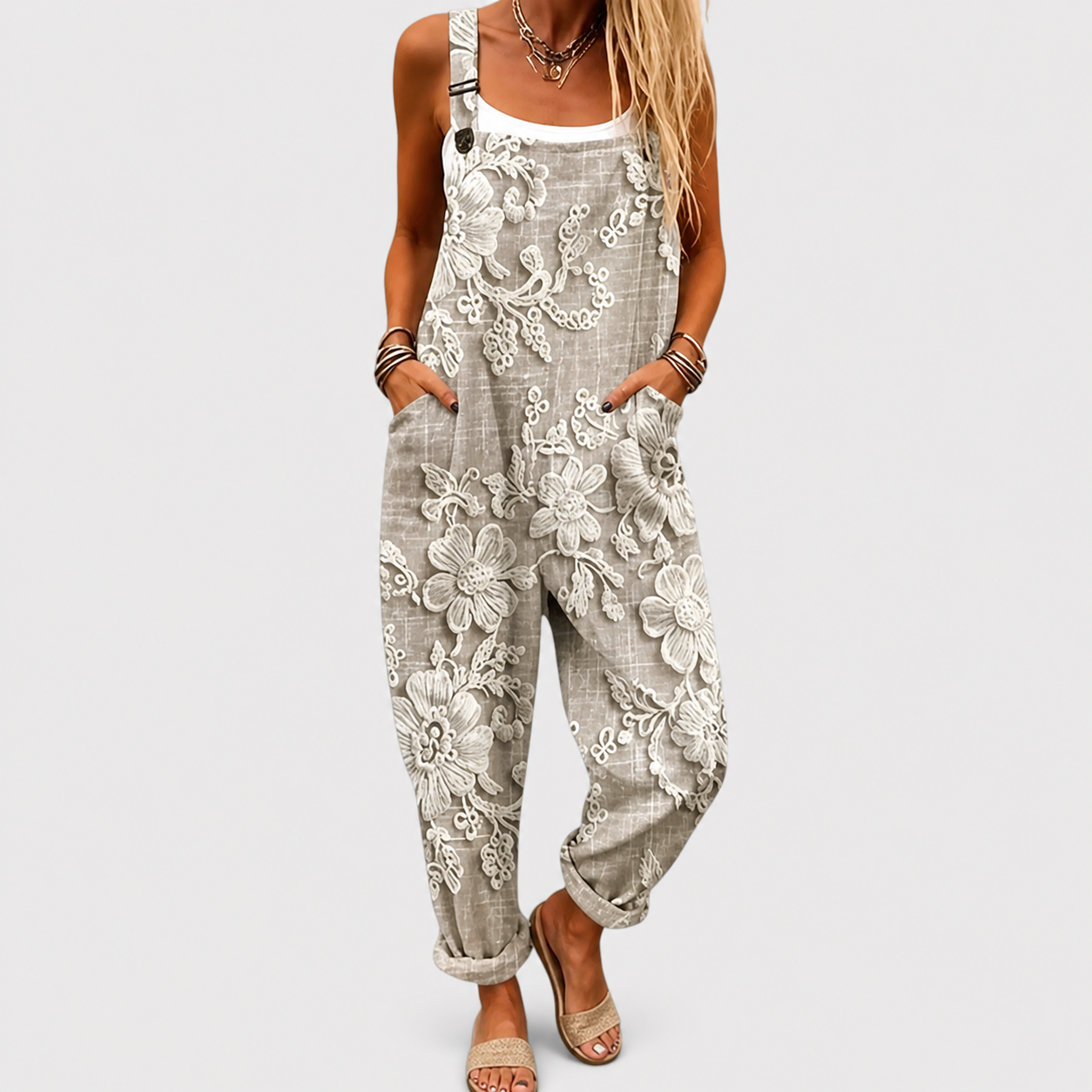 Niebla | Mono Floral Minimalista Gris de Tirantes