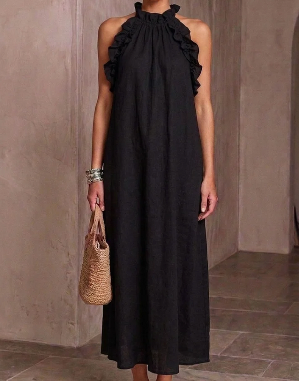 Cloe — Linen Maxi Dress with Ruffles