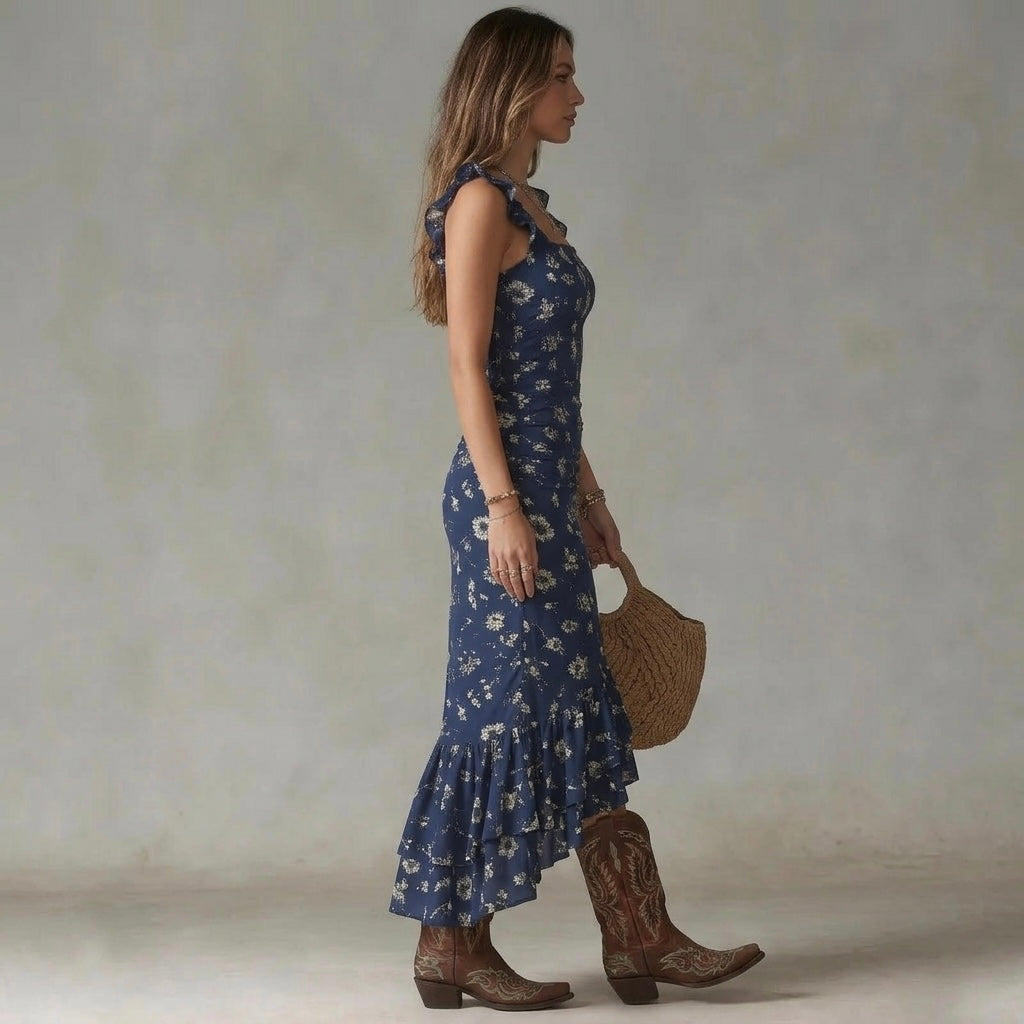 Luna — Vestido Maxi Floral con Abertura
