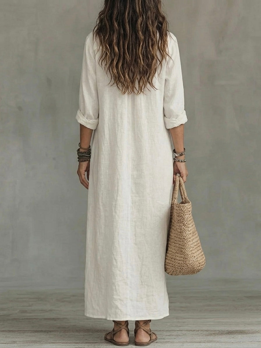Valentina — Vestido Camisero Maxi Negro