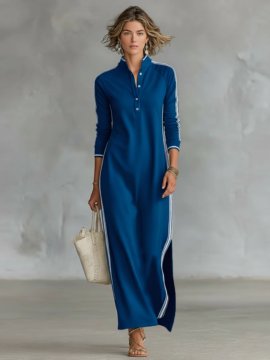 Zoe — Vestido Maxi con Ribete en Contraste