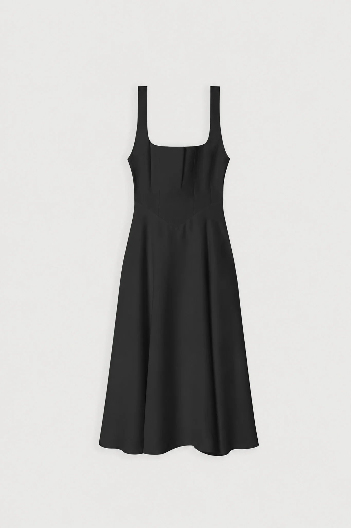 Elena — Vestido Midi Cuello Cuadrado
