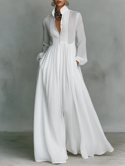 Sofía — Vestido Maxi Patchwork de Lino