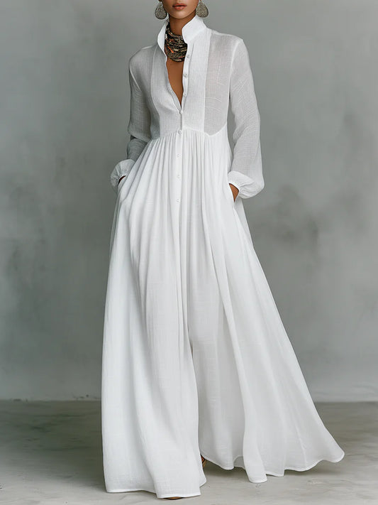 Sofía — Vestido Maxi Patchwork de Lino