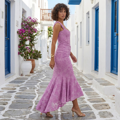Ziva | Vestido Largo de Cintura Drapeada