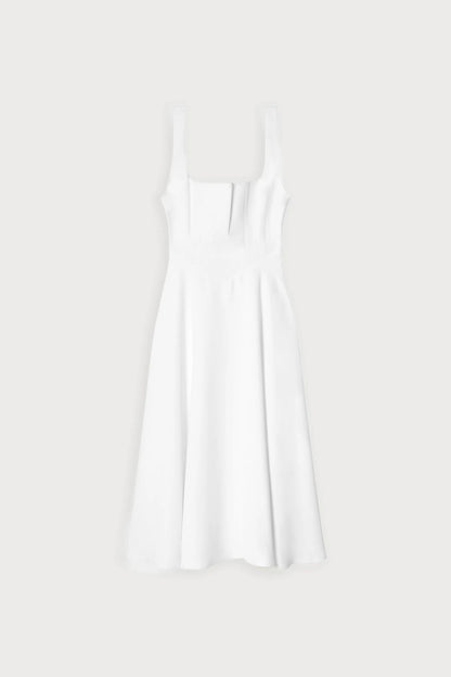 Elena — Vestido Midi Cuello Cuadrado