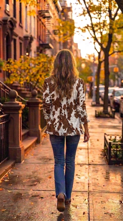 Rocío — Chaqueta estampado vaca con volantes