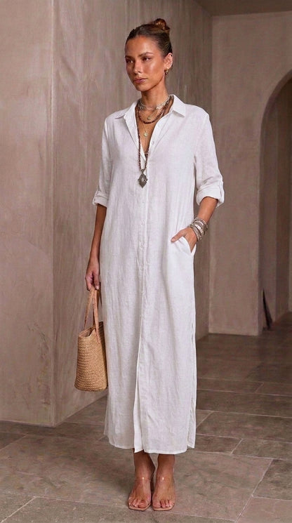 Valentina — Black Maxi Shirtdress
