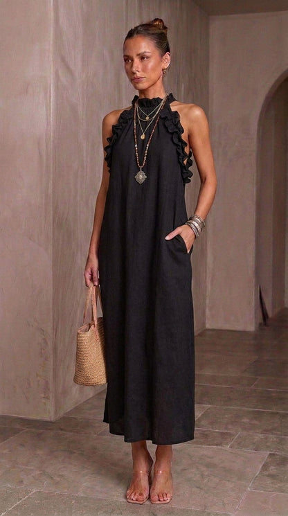 Cloe — Linen Maxi Dress with Ruffles