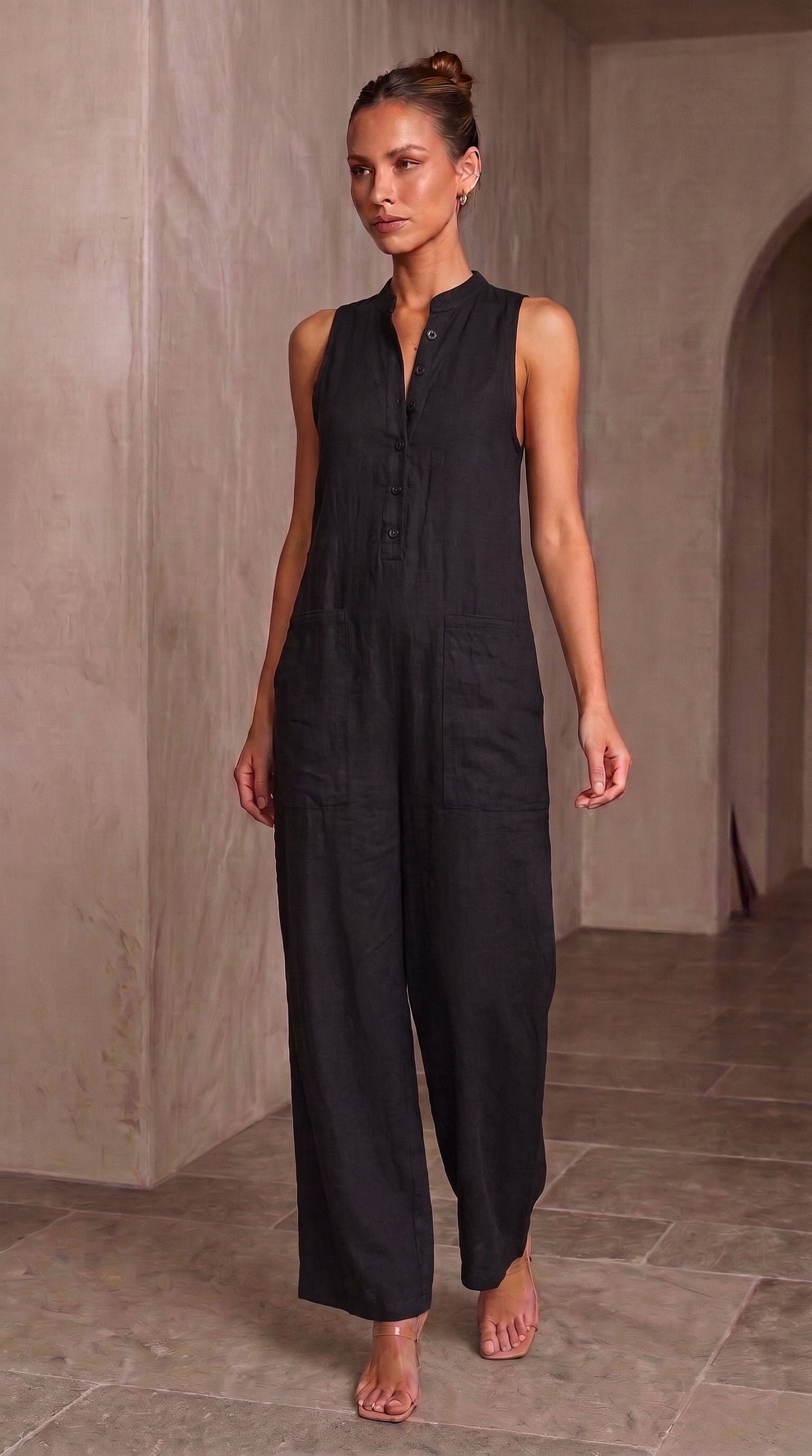 Noa — Linen Collar Jumpsuit