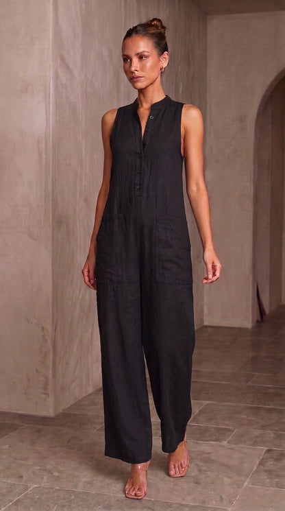 Noa — Linen Collar Jumpsuit