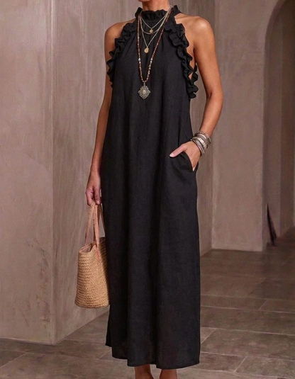 Cloe - Ruffled Linen Maxi Dress