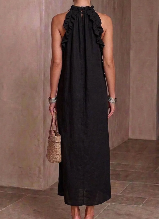 Cloe - Ruffled Linen Maxi Dress