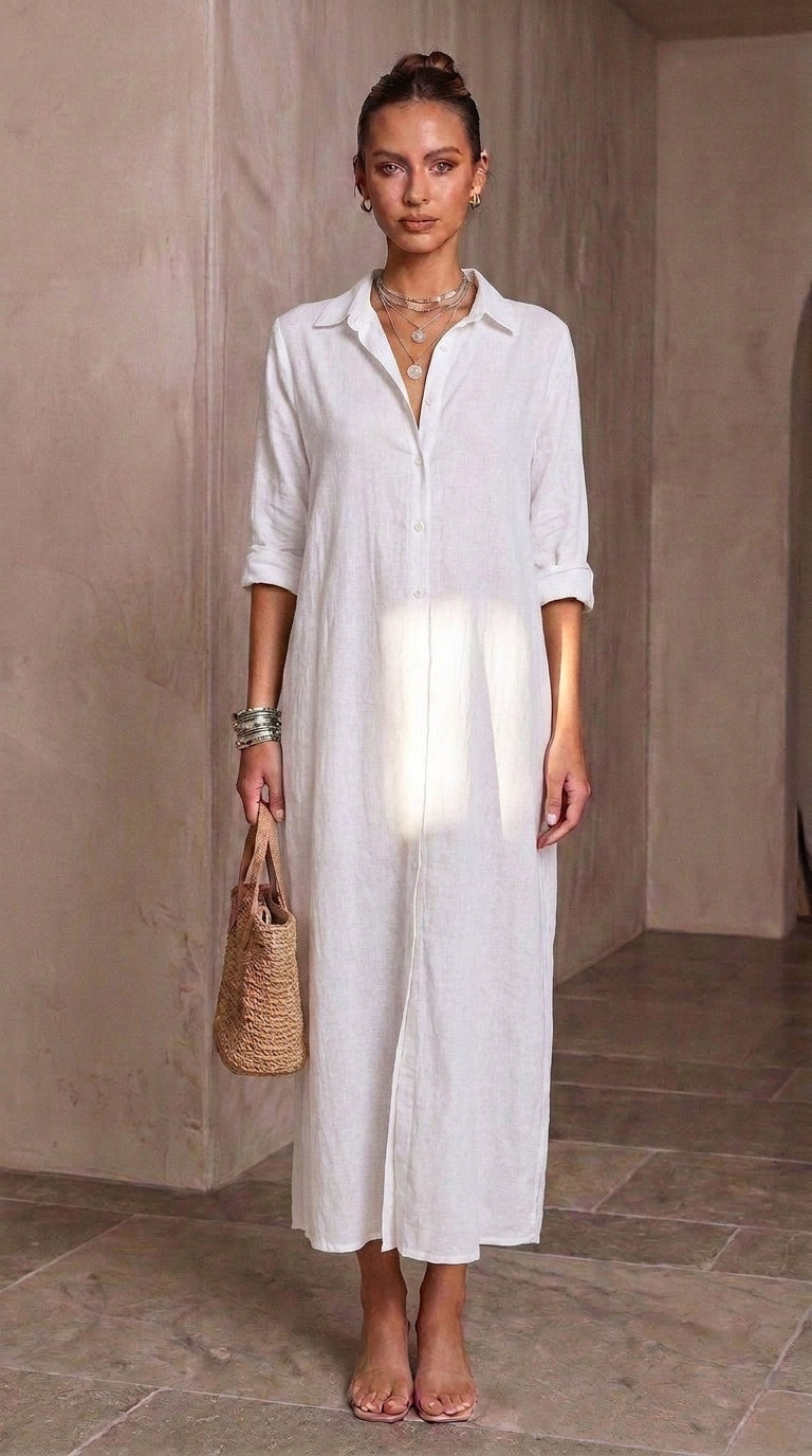 Valentina — Black Maxi Shirtdress