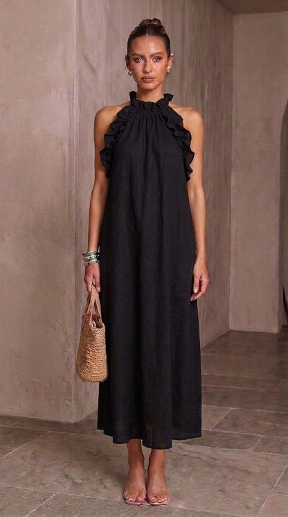 Cloe — Linen Maxi Dress with Ruffles