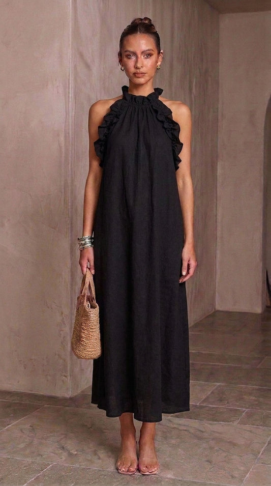Cloe — Linen Maxi Dress with Ruffles