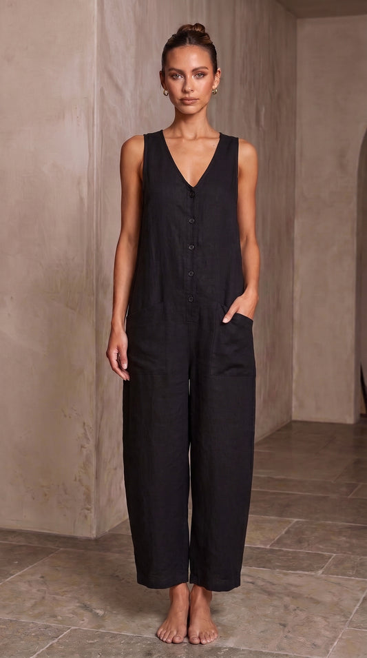 Noa — Linen Collar Jumpsuit
