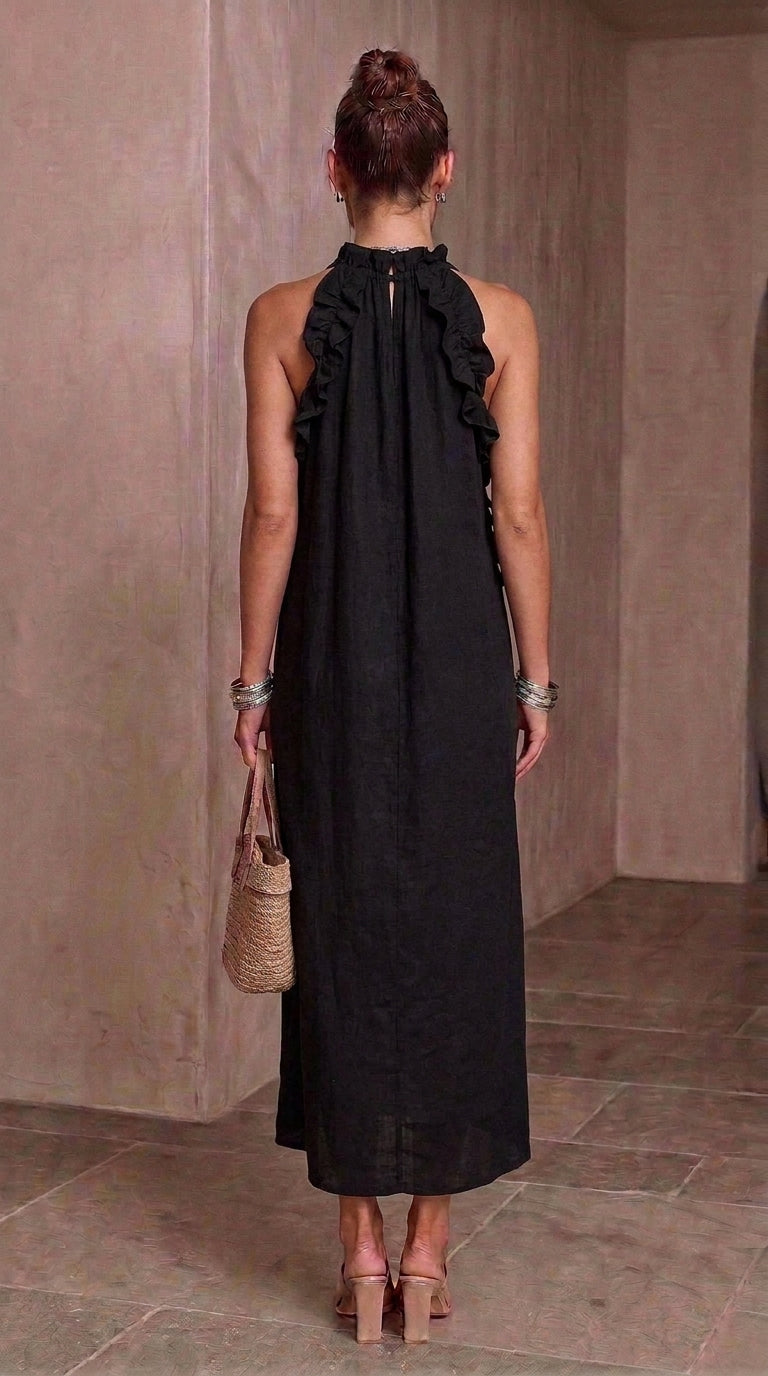 Cloe — Linen Maxi Dress with Ruffles