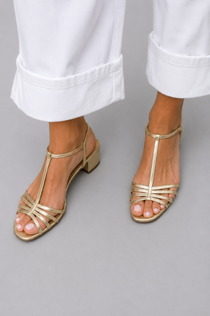 Allegra | Sandalias Doradas de Elegancia Cotidiana