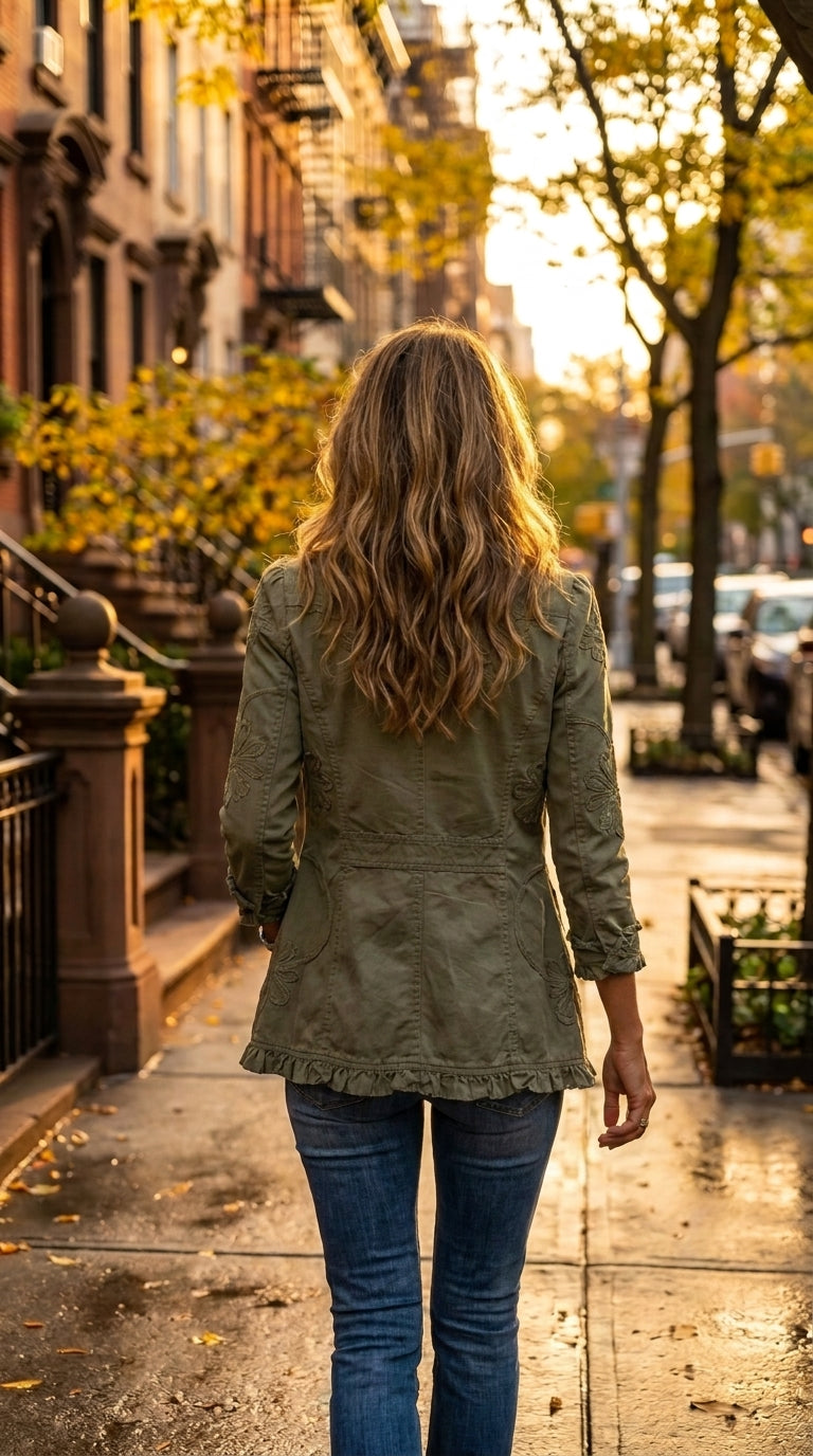 Elena — Chaqueta militar bordada con detalle floral