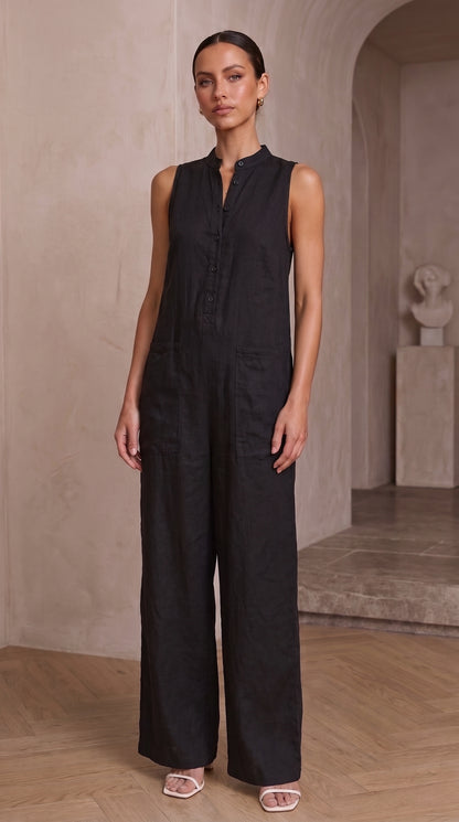 Noa — Linen Collar Jumpsuit