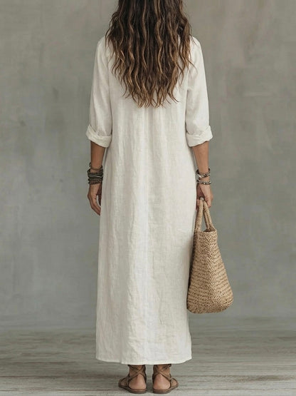 Valentina — Vestido Camisero Maxi Negro