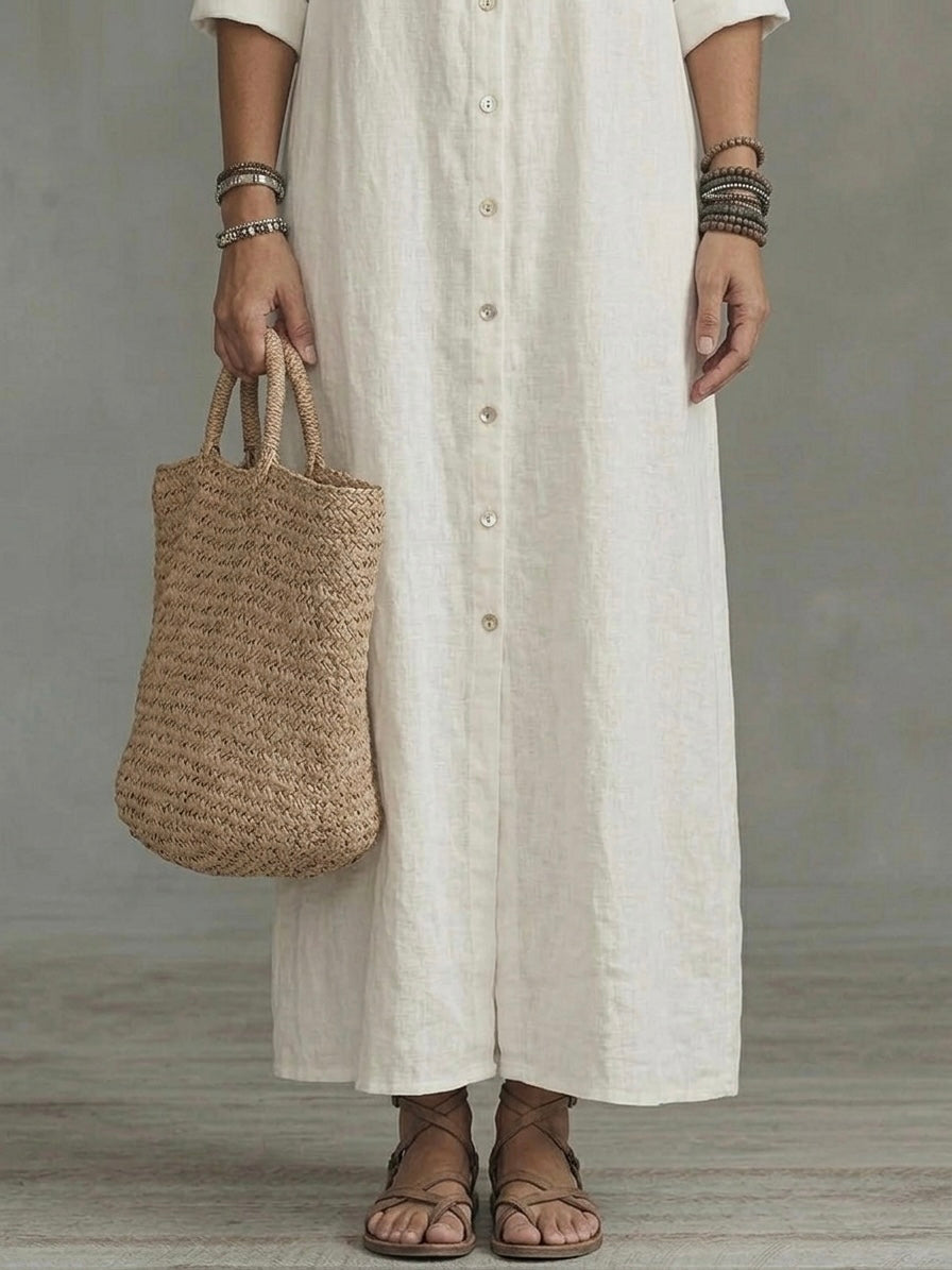 Valentina — Vestido Camisero Maxi Negro