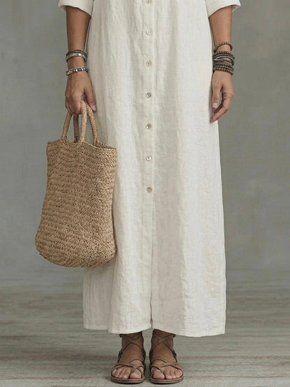 Valentina — Vestido Camisero Maxi Negro