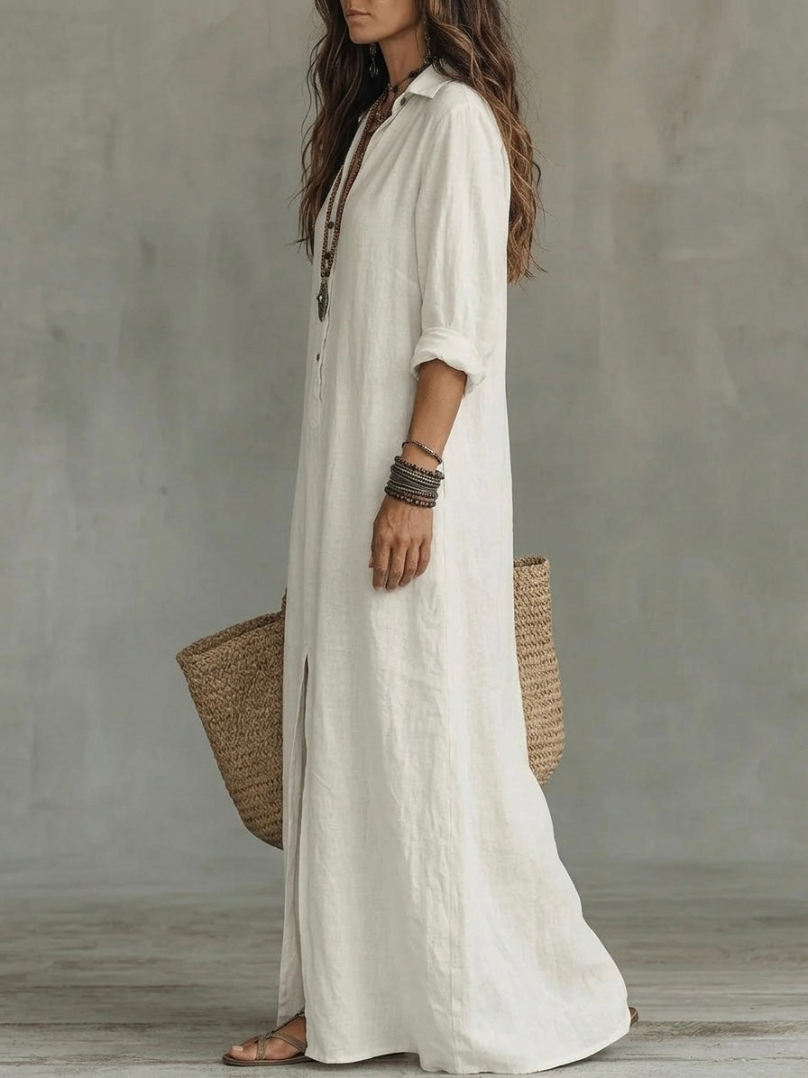Valentina — Vestido Camisero Maxi Negro