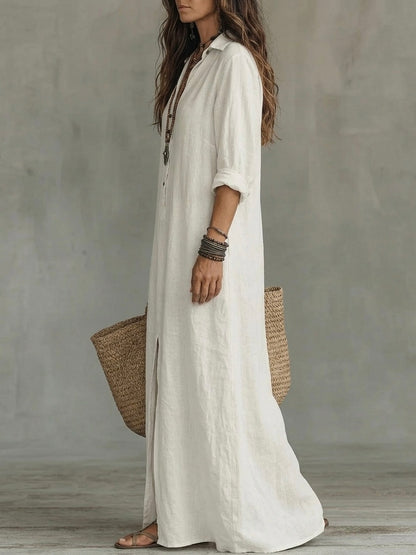Valentina — Vestido Camisero Maxi Negro