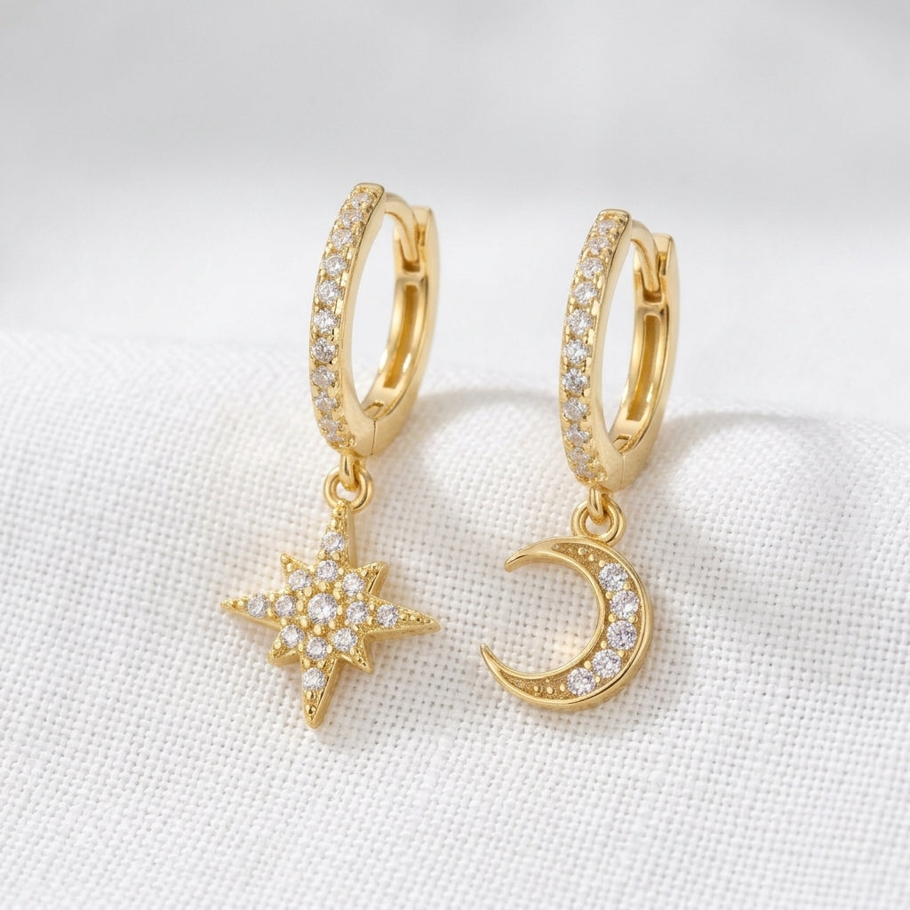 PENDIENTES ESTRELLA Y LUNA