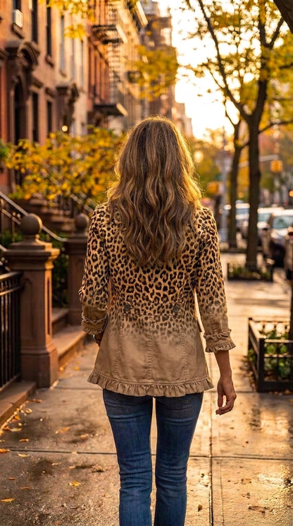 Paloma — Chaqueta leopardo degradado camel