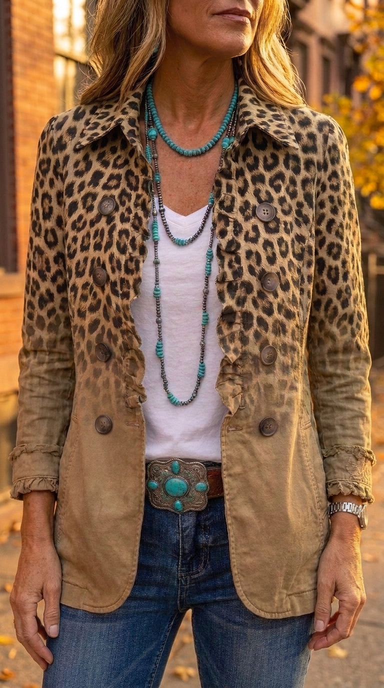 Paloma — Chaqueta leopardo degradado camel
