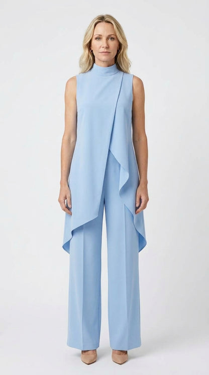 Inés | Mono Elegante con Top Drapeado y Cuello Alto