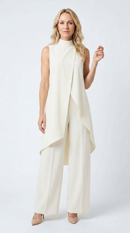 Inés | Mono Elegante con Top Drapeado y Cuello Alto