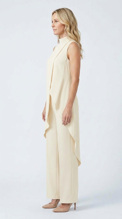 Inés | Mono Elegante con Top Drapeado y Cuello Alto
