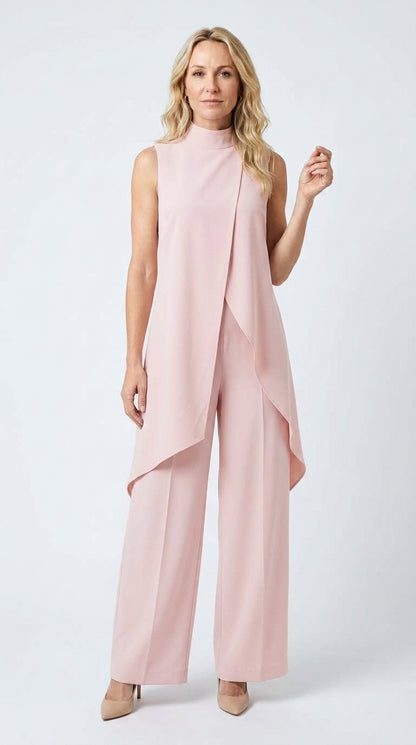 Inés | Mono Elegante con Top Drapeado y Cuello Alto