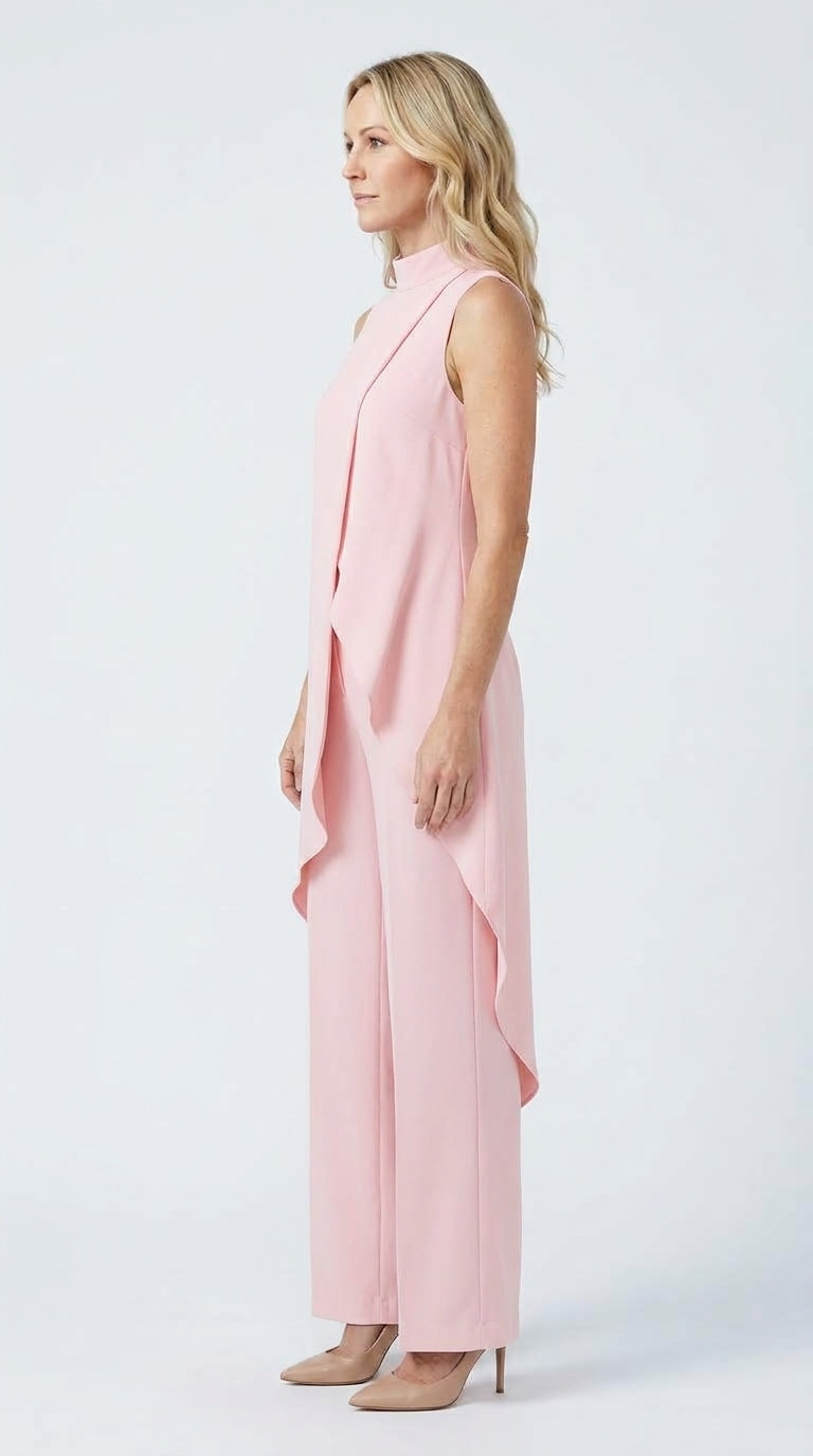 Inés | Mono Elegante con Top Drapeado y Cuello Alto