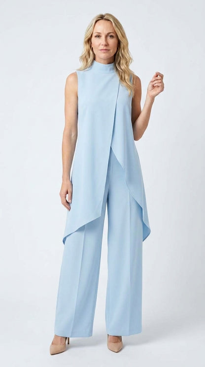 Inés | Mono Elegante con Top Drapeado y Cuello Alto