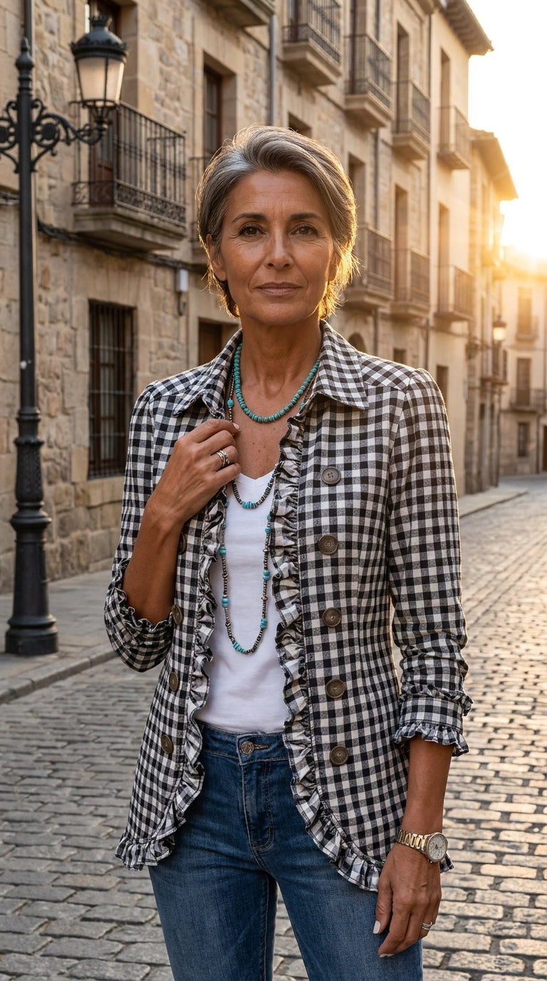 Blanca — Chaqueta Vichy con Volantes