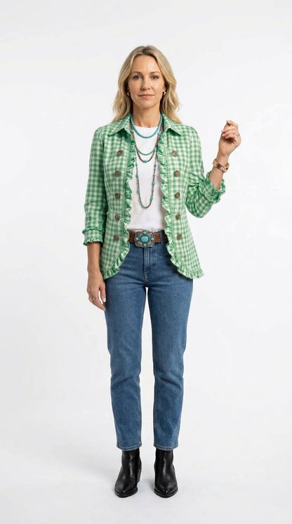 Amelia — Chaqueta vichy con volantes