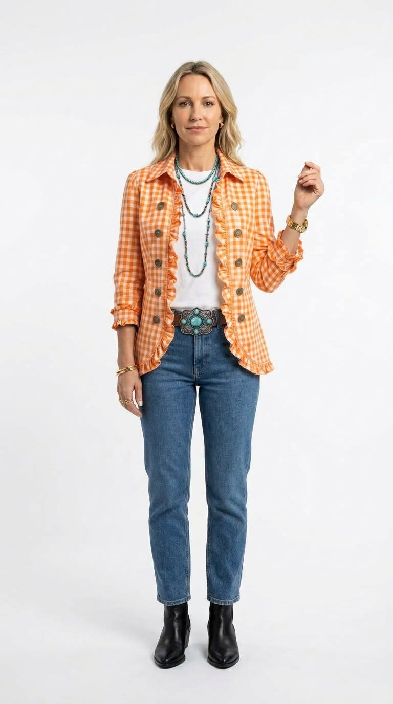 Amelia — Chaqueta vichy con volantes