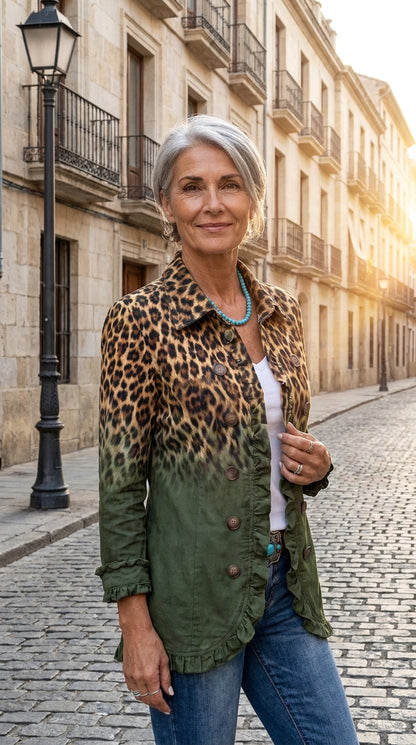 Marina — Chaqueta Boho Animal Print Degradado