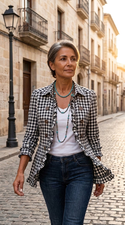 Blanca — Chaqueta Vichy con Volantes