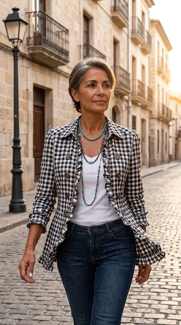 Blanca — Chaqueta Vichy con Volantes