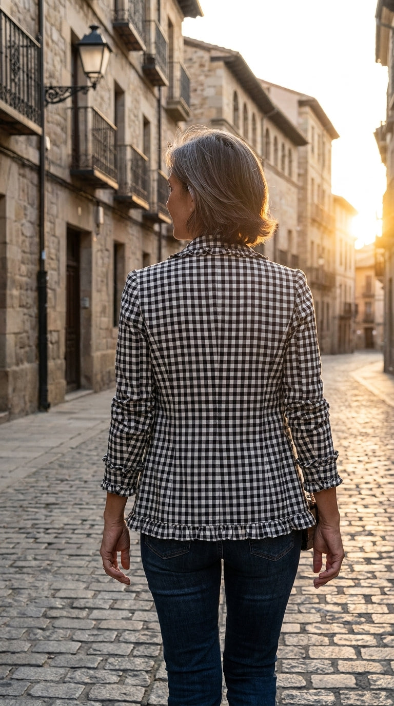 Blanca — Chaqueta Vichy con Volantes