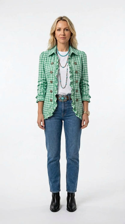 Amelia — Chaqueta vichy con volantes