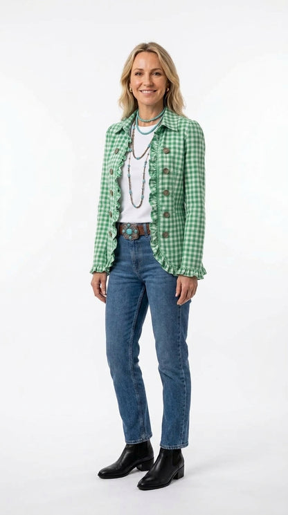 Amelia — Chaqueta vichy con volantes
