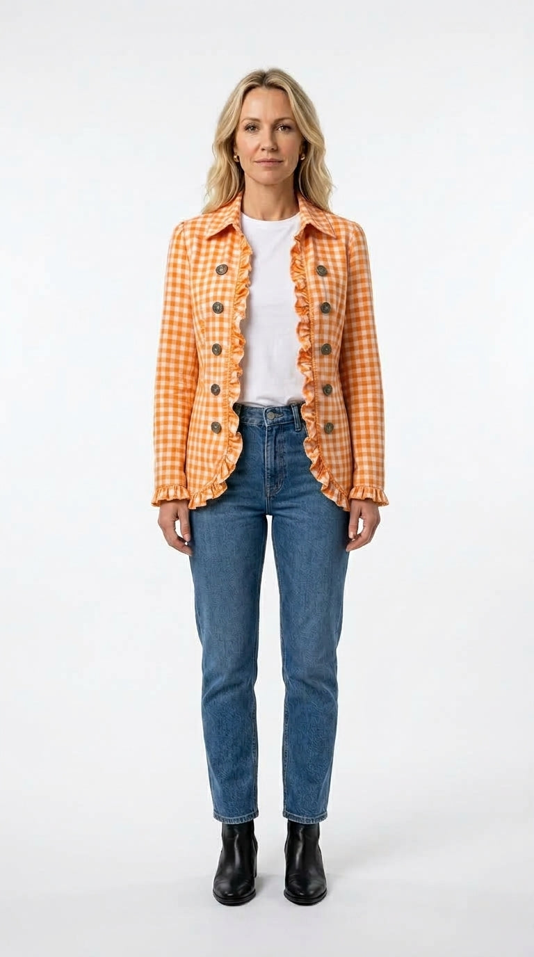 Amelia — Chaqueta vichy con volantes