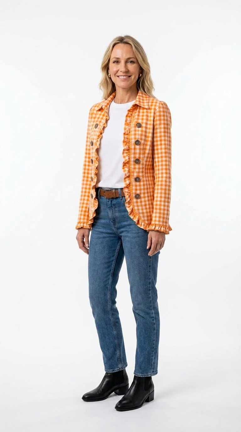 Amelia — Chaqueta vichy con volantes